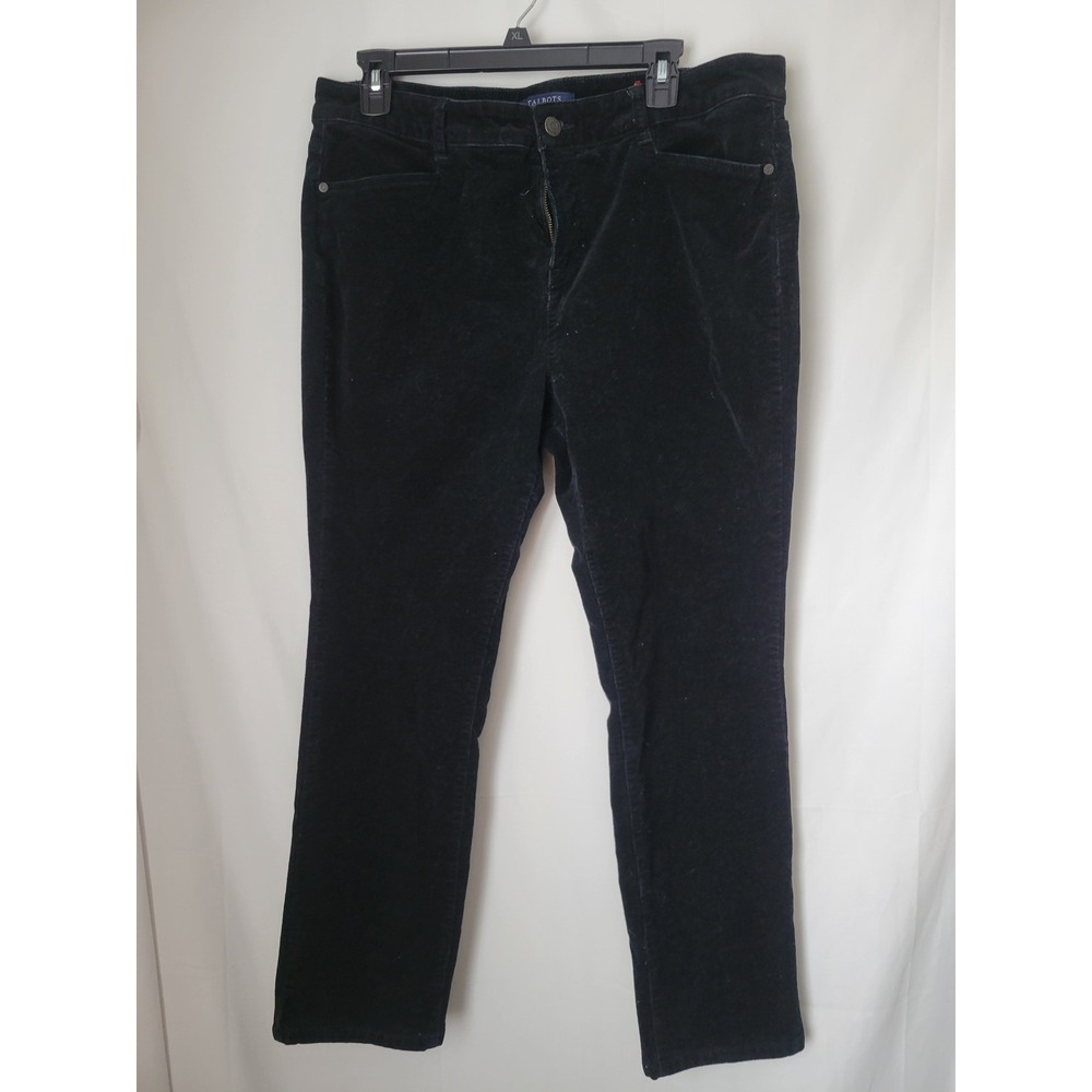 Talbots Women's‎ Black Velour Straight Leg Pants Simply Flattering Size 16P